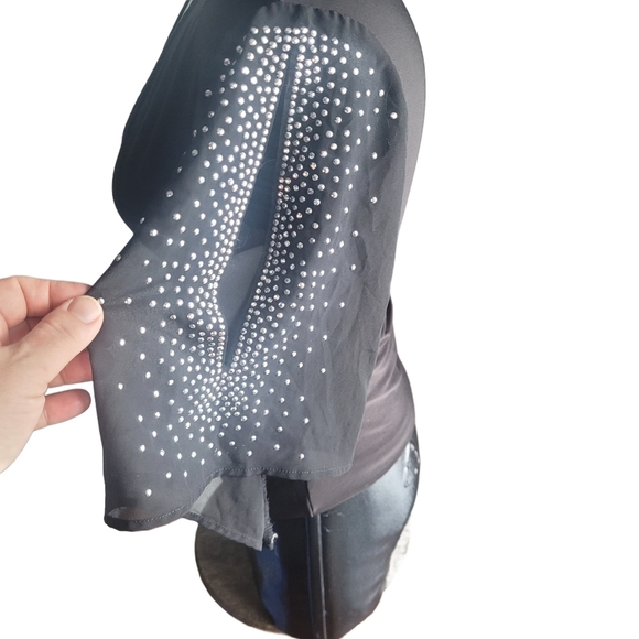 Black Collection Faux Wrap Cropped Bell Sleeve Top S - Picture 8 of 8